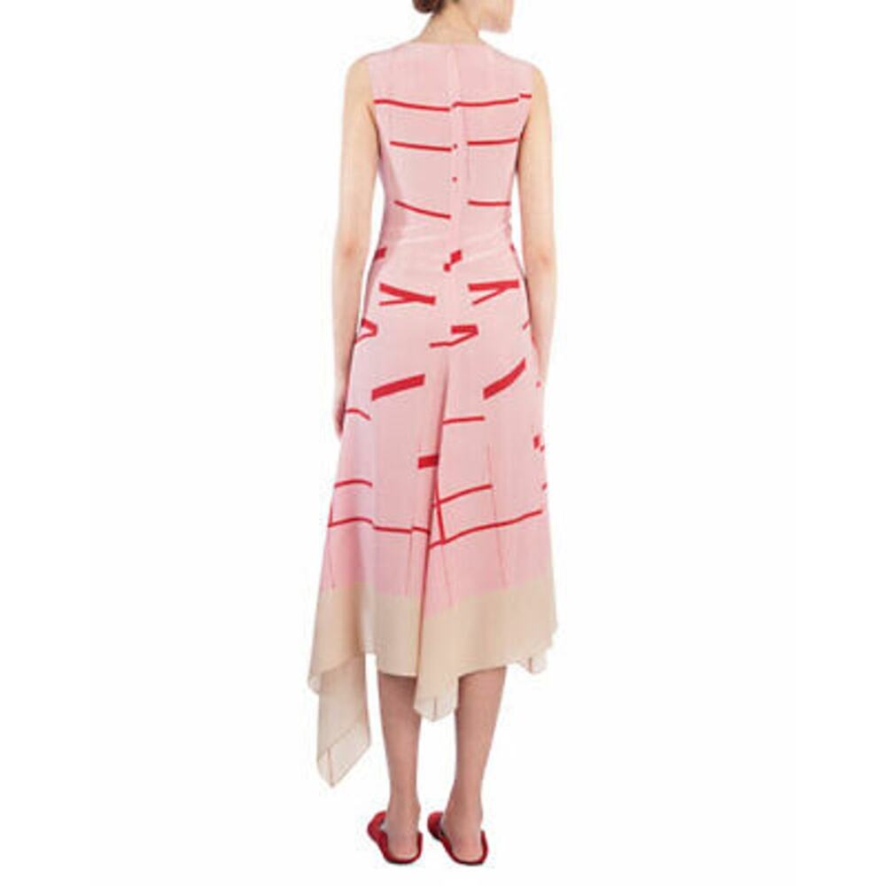 AKRIS Broken Stripe Sleeveless Midi A-Line Silk Dress US 8 - Picture 12 of 12